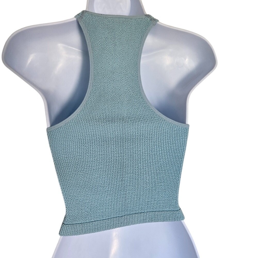 ZARA Blue Textured Knit Racerback Tank Top Size M-L‎ Minimalist Y2K Chic Summer - Picture 5 of 7